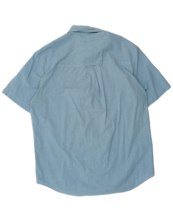 Camisa masculina de manga curta Chaps de algodão guingão azul médio