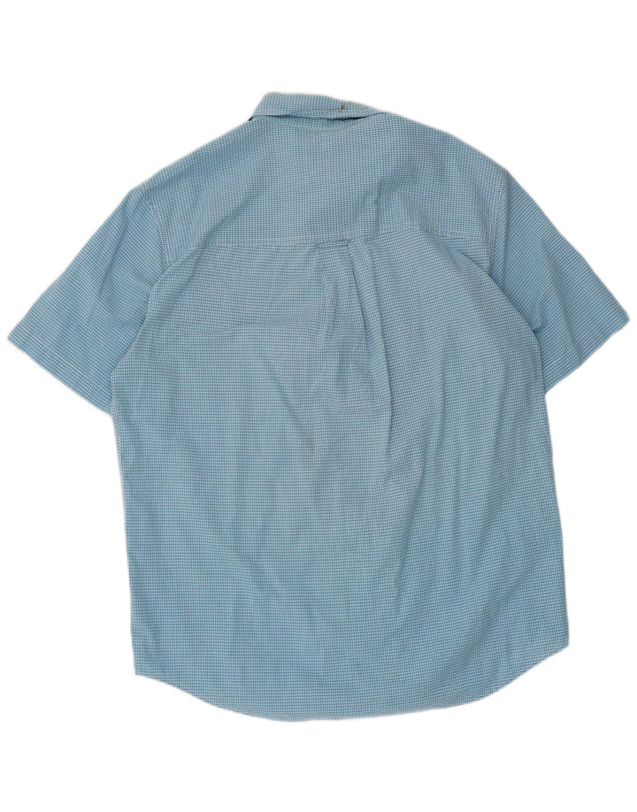 Camisa masculina de manga curta Chaps de algodão guingão azul médio