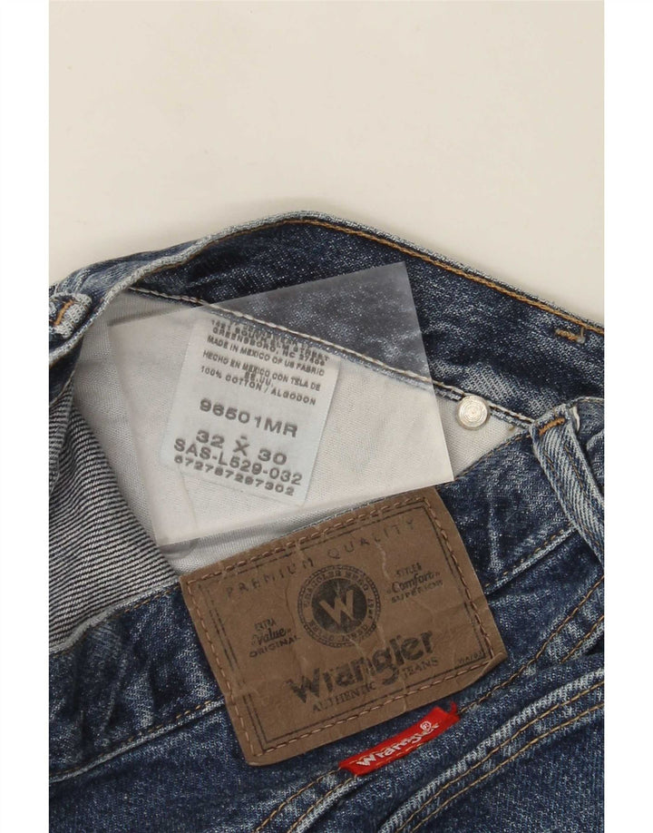 Wrangler Mens Straight Jeans W32 L30 Azul Algodão
