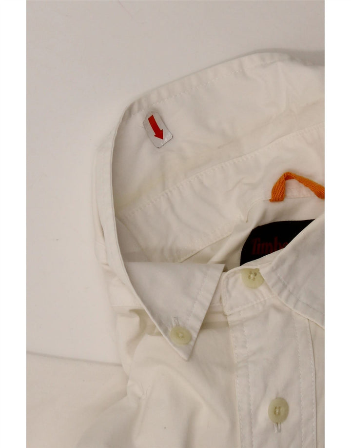 Camisa masculina de manga curta Timberland médio branco algodão
