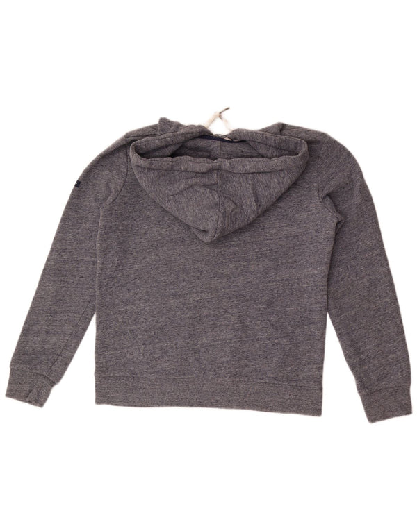 Superdry feminino gráfico moletom com capuz UK 10 pequeno algodão manchado cinza