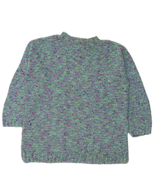 Suéter feminino VINTAGE com gola tartaruga UK 18 XL azul manchado