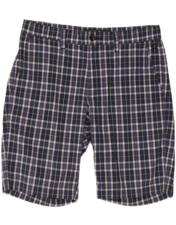 Conte of Florence Mens Chino Shorts IT 48 Médio W32 Azul Marinho Xadrez