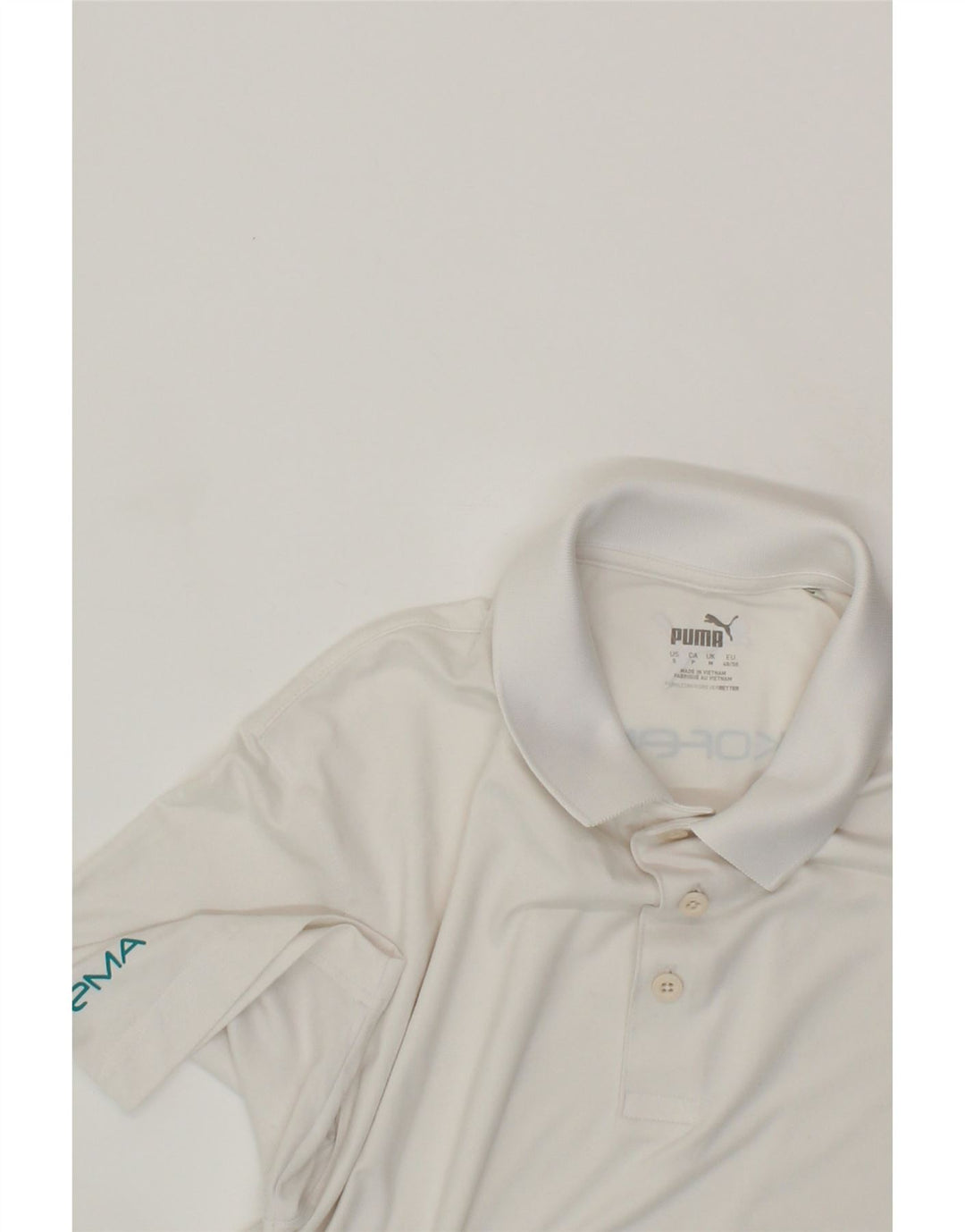 PUMA Mens Polo Shirt Medium White Polyester Vintage Puma and Second-Hand Puma from Messina Hembry 