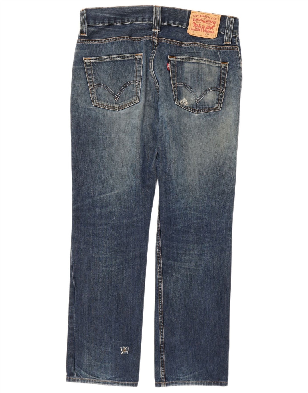 Levi's Masculino 511 Distressed Slim Jeans W33 L29 Azul Algodão