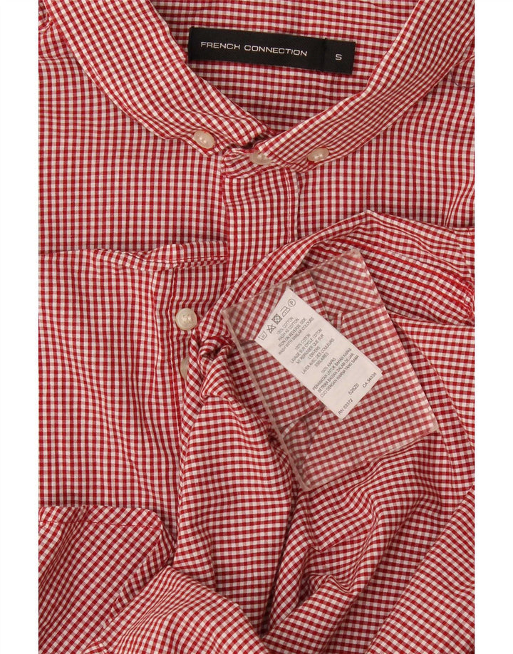 Camisa masculina French Connection pequena vermelha de algodão guingão