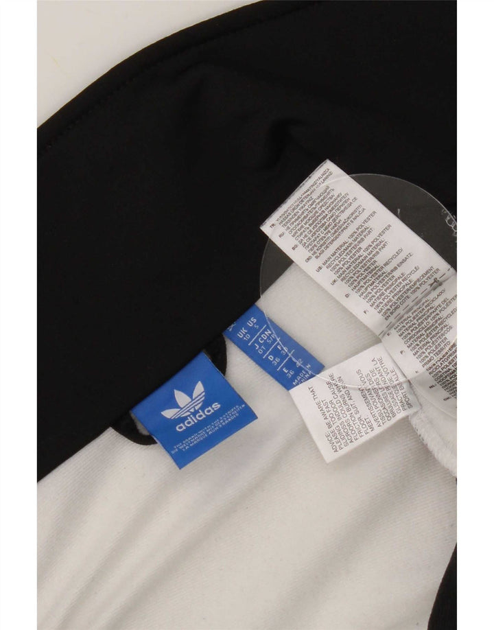 Adidas Womens Tracksuit Top Jacket UK 10 Pequeno Preto Colourblock Poliéster