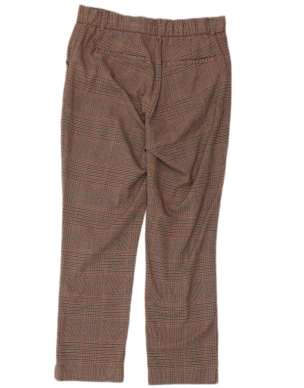 Calça chino reta feminina Zara, pequena W26 L25 marrom houndstooth
