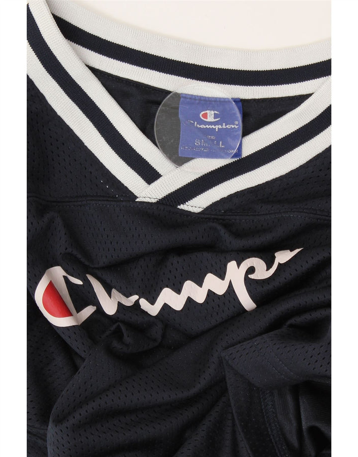 Camiseta feminina grande com estampa CHAMPION Reino Unido 10 pequena azul marinho
