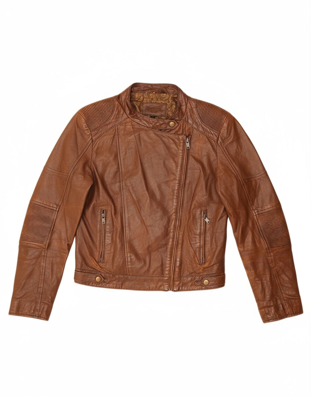 Jaqueta feminina de couro cropped CONBIPEL IT 42 couro marrom médio
