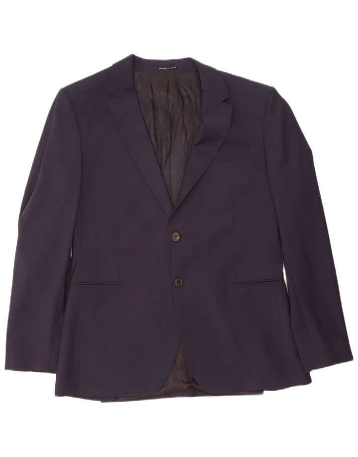 Jaqueta Blazer Masculina Reiss com 2 Botões UK 40 Lã Azul Marinho Grande