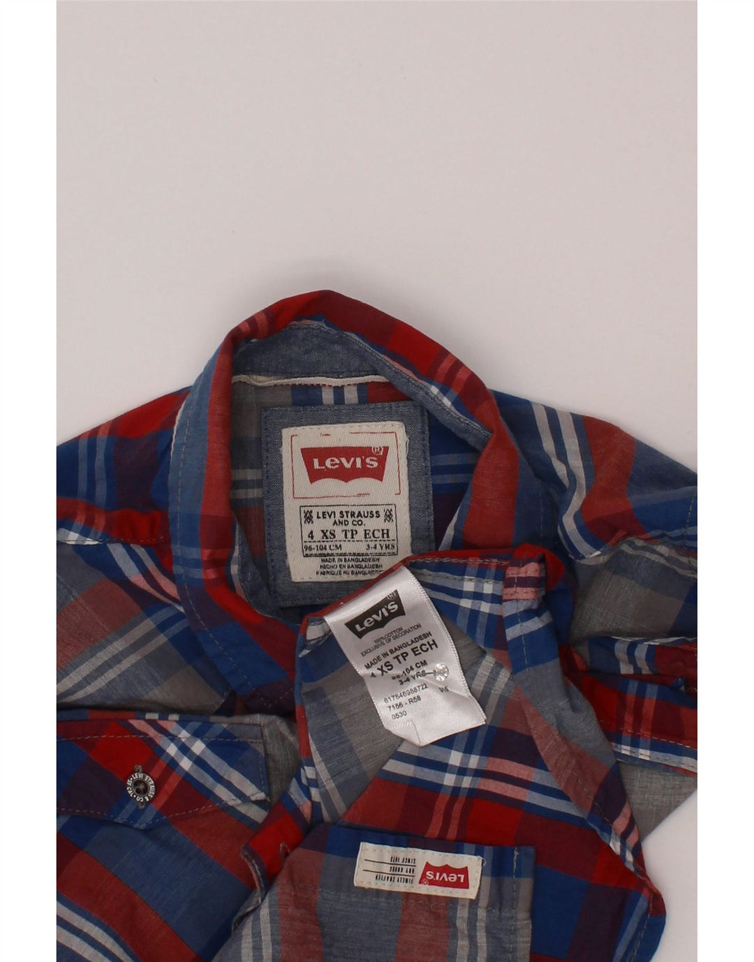 Camisa Levi's Menino 3-4 Anos XS Multicolorido Xadrez Algodão