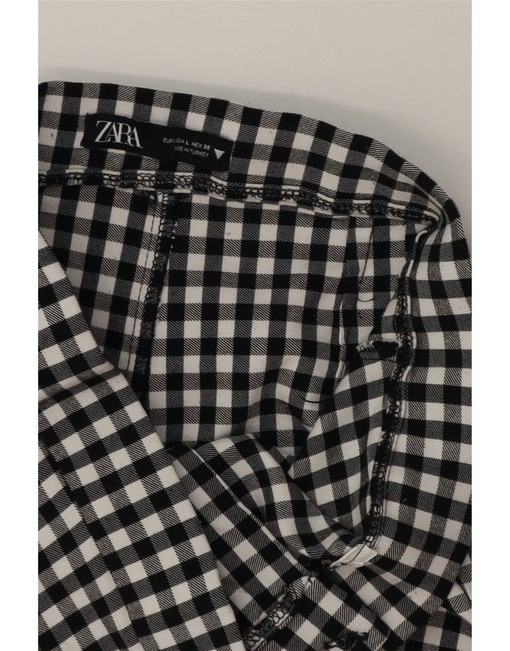 Zara Calça feminina casual bootcut grande W30 L27 preta guingão