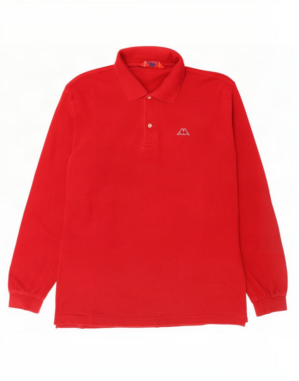 Camisa polo masculina de manga comprida Kappa grande algodão vermelho