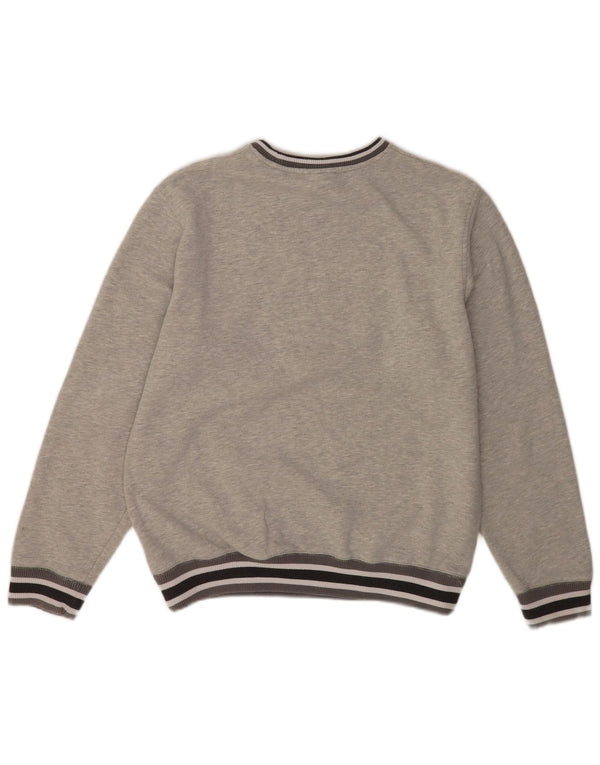 New Era Mens Raiders Graphic Moletom Jumper Médio Cinza Listrado Algodão