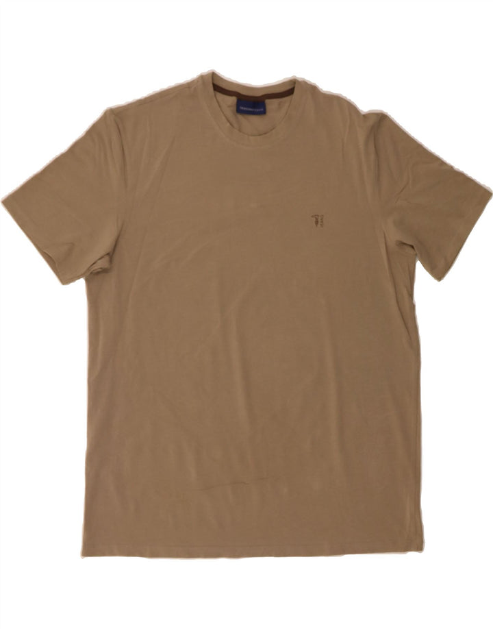 TRUSSARDI JEANS Mens T-Shirt Top 2XL Brown Cotton Vintage Trussardi Jeans and Second-Hand Trussardi Jeans from Messina Hembry 