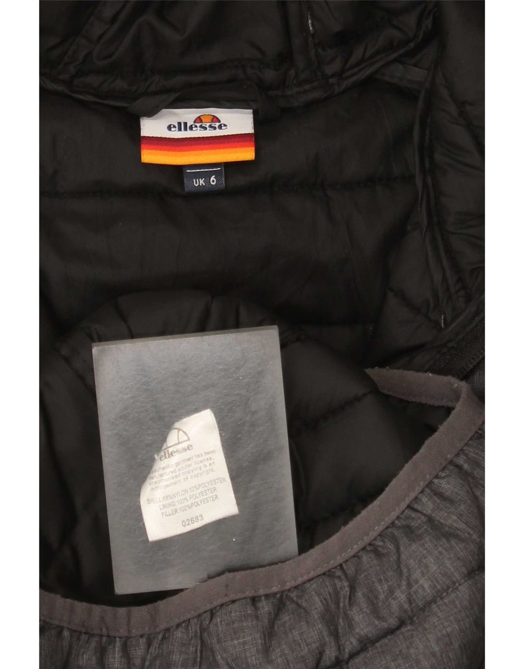 Jaqueta feminina acolchoada com capuz Ellesse UK 6 XS cinza nylon