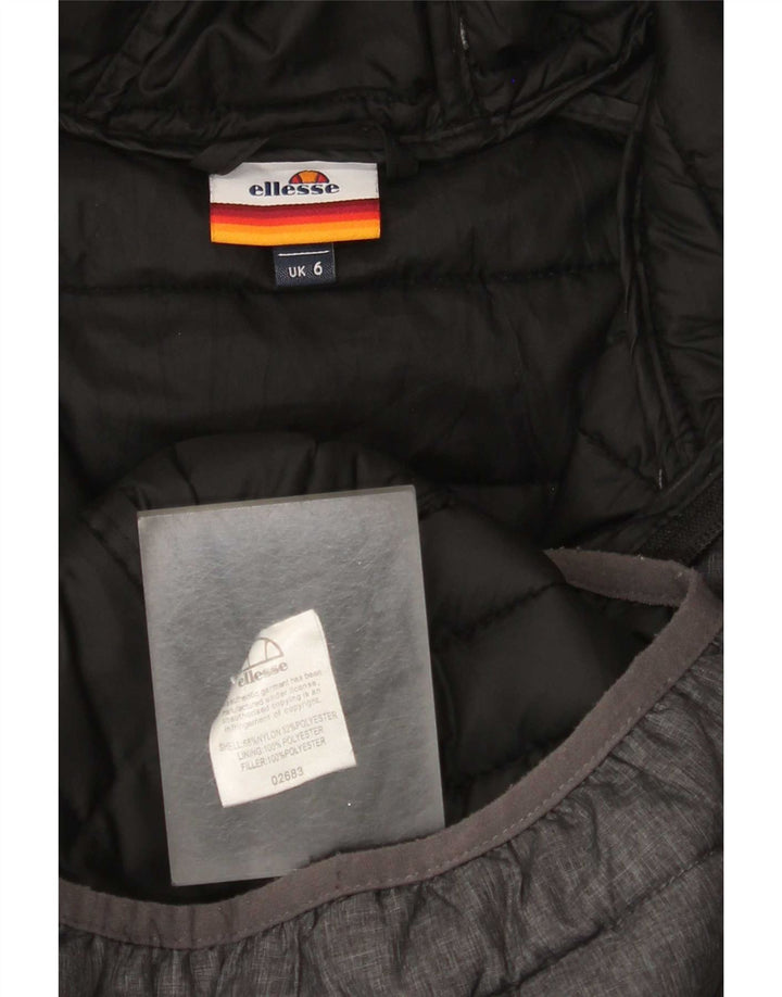 Jaqueta feminina acolchoada com capuz Ellesse UK 6 XS cinza nylon