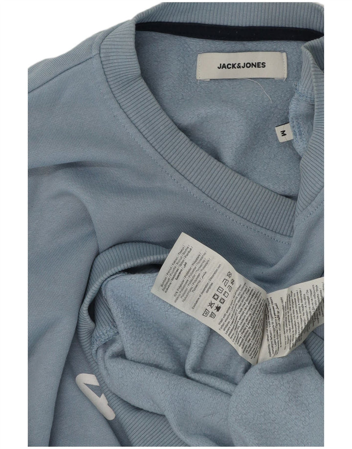 Jack & Jones moletom gráfico masculino jumper médio azul algodão