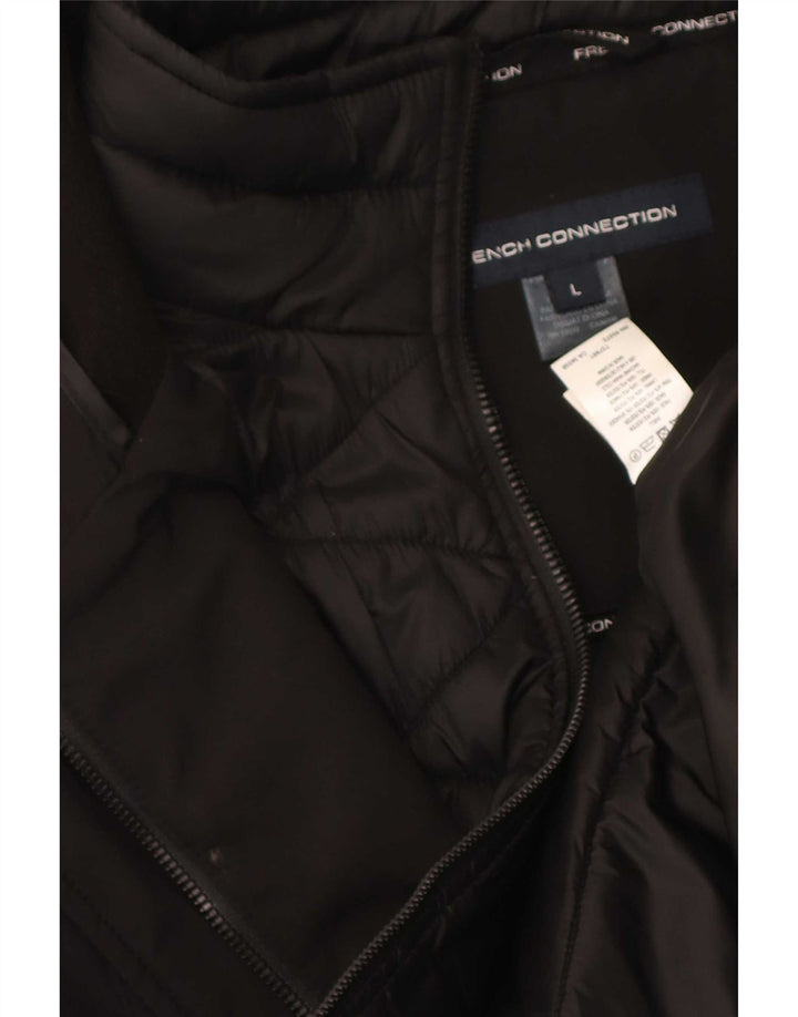 Casaco corta-vento feminino com capuz French Connection Reino Unido 16 grande preto