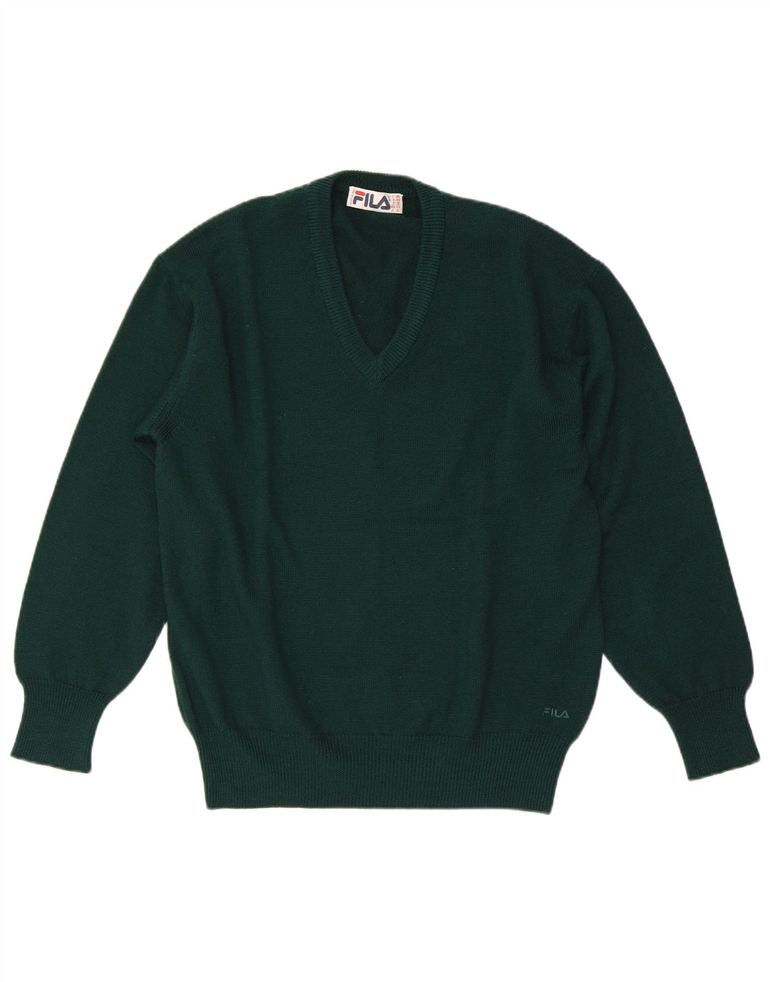 Suéter masculino Fila Regular Fit com decote em V IT 48 verde médio