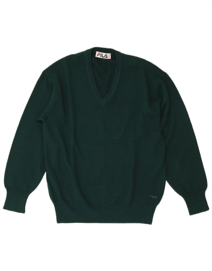 Suéter masculino Fila Regular Fit com decote em V IT 48 verde médio