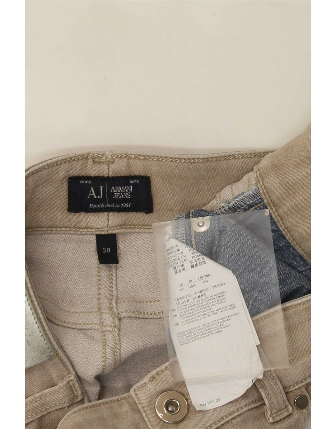 Armani feminino slim jeans W30 L28 algodão bege