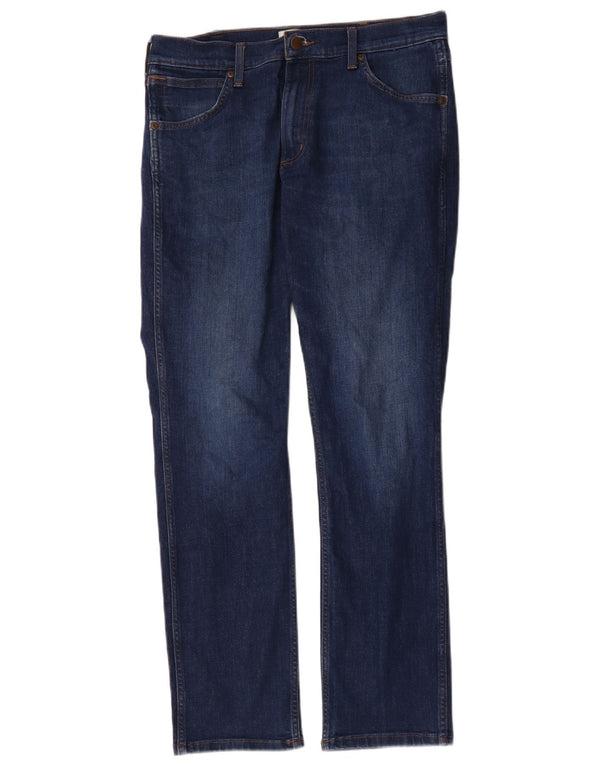 Wrangler Mens Greensboro Straight Jeans W32 L32 Azul Algodão