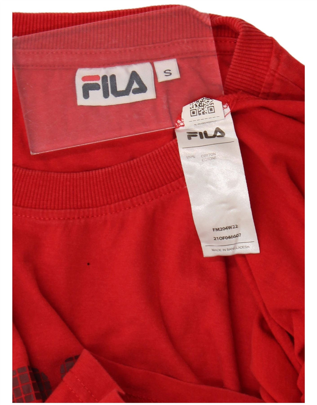 Fila Mens Graphic T-Shirt Top Pequeno Algodão Vermelho