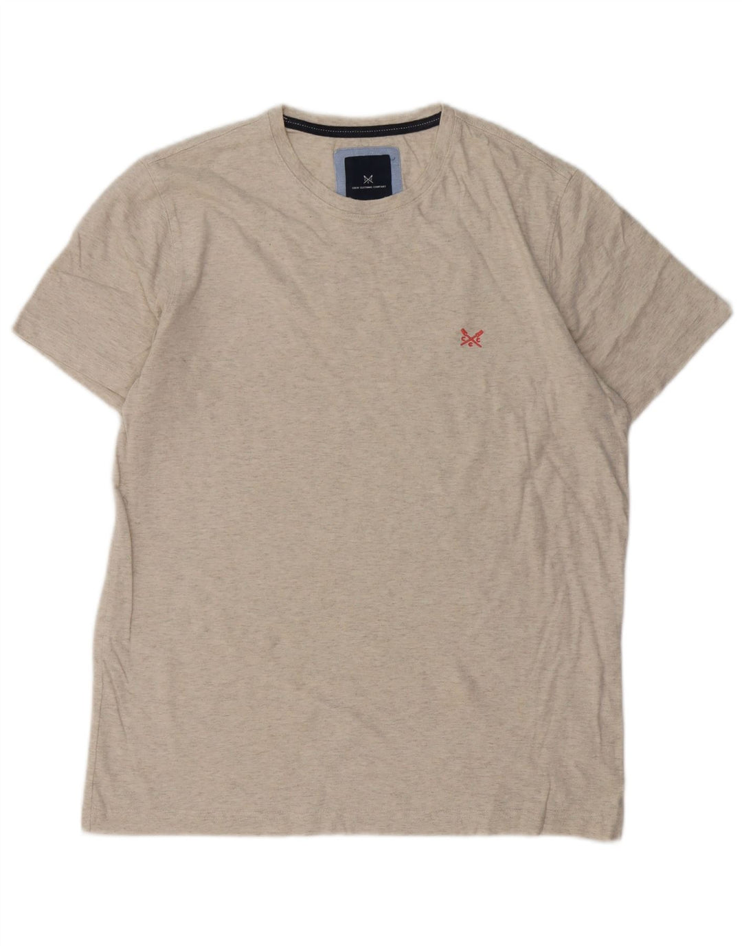 Camiseta masculina Crew Clothing Top algodão manchado cinza médio