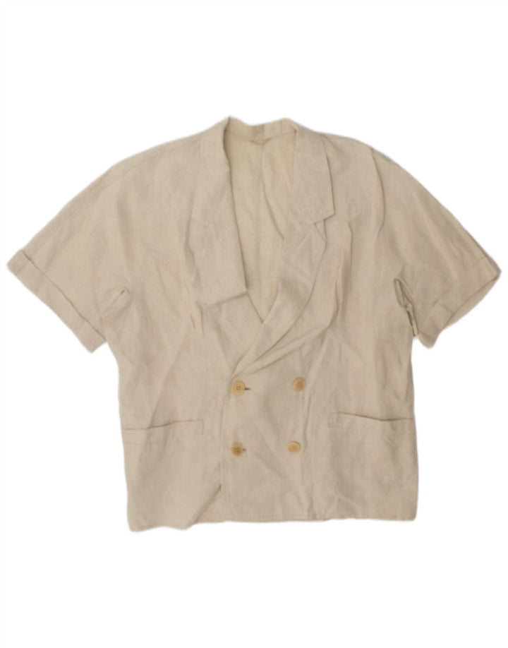 Jaqueta blazer feminina Max Mara com peito duplo Reino Unido 14 médio bege