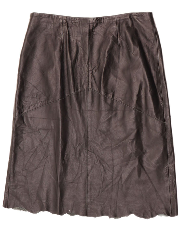 Saia de couro feminina vintage IT 48 XL W32 couro preto