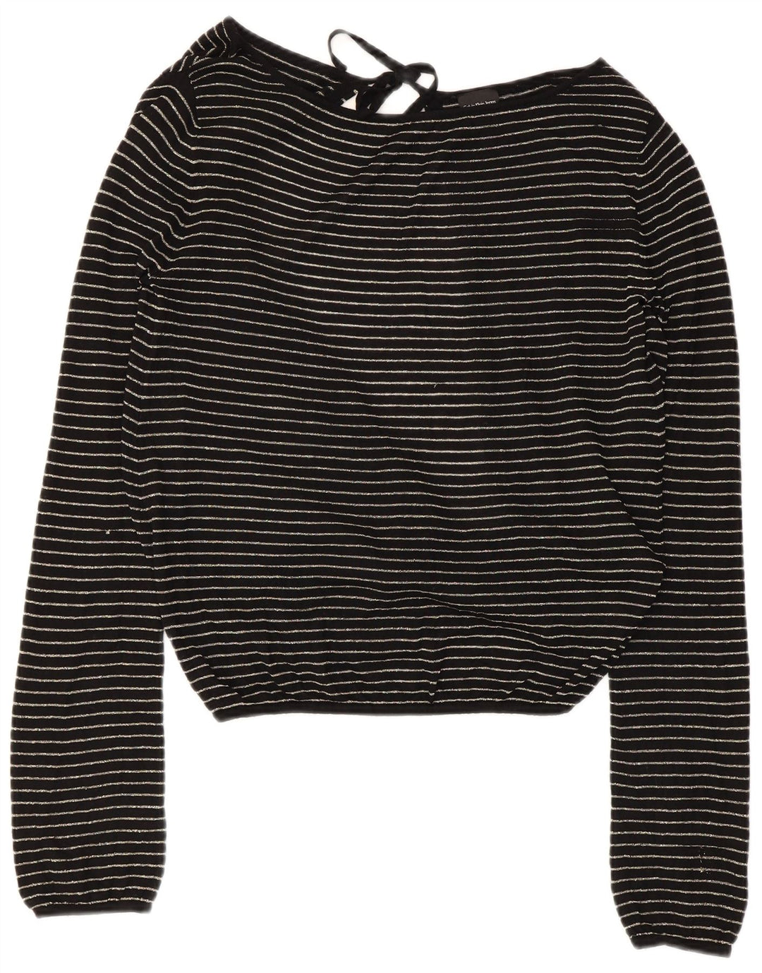 Blusa feminina Calvin Klein crop top UK 14 grande preto listrado viscose