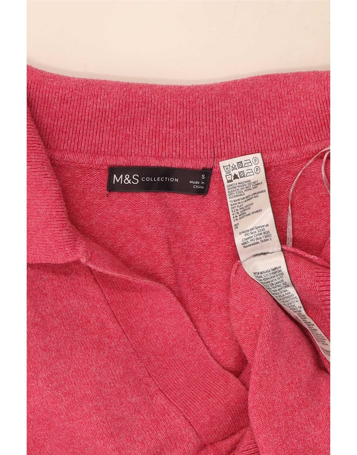 Suéter feminino Marks & Spencer com gola polo superdimensionada Reino Unido 10 pequeno rosa