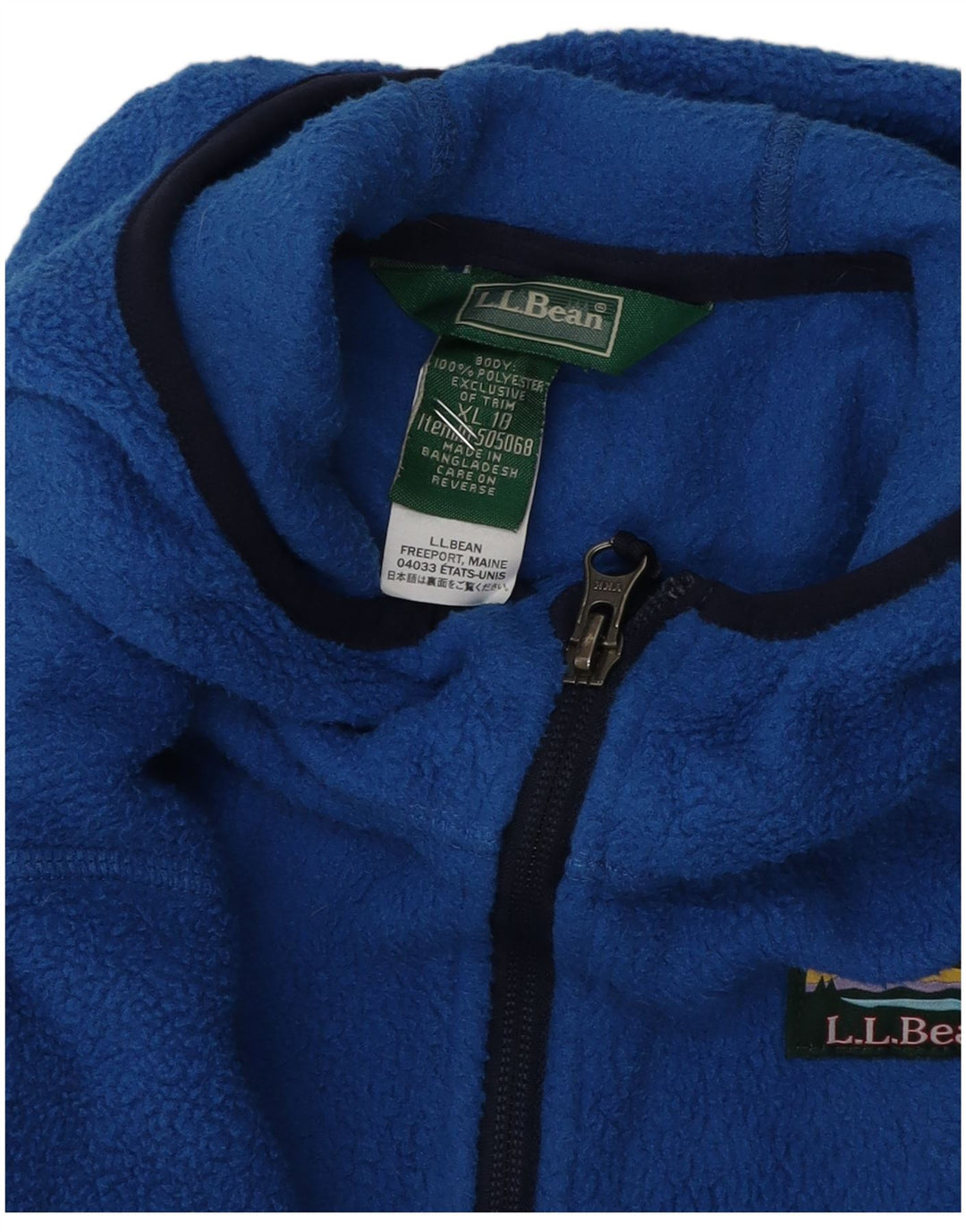 Jaqueta feminina de lã com capuz L.L.BEAN UK 18 XL azul poliéster