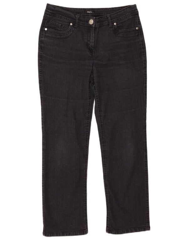 Calça jeans reta feminina M&Co UK 14 grande W34 L27 preta