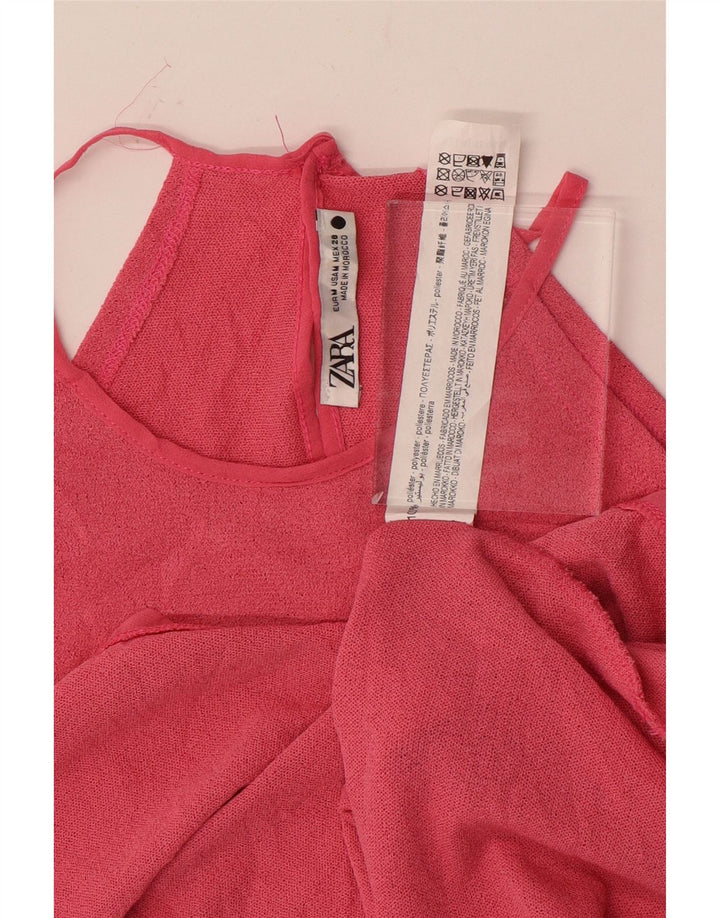 Zara Womens Crop Halter Top UK 14 Médio Poliéster Rosa
