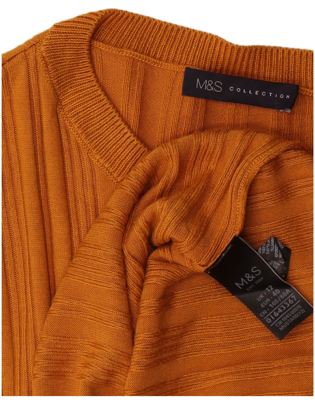 Top feminino Marks & Spencer manga comprida UK 12 acrílico amarelo médio