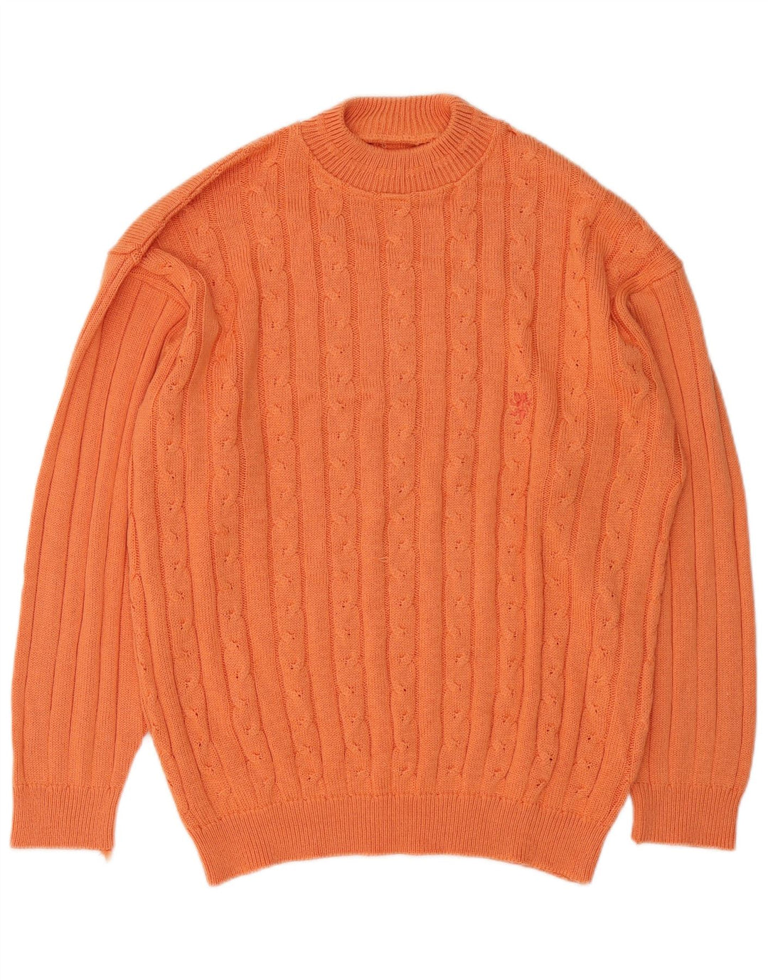 Suéter vintage masculino com gola tartaruga e algodão laranja médio