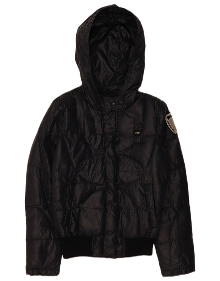 Jaqueta feminina acolchoada com capuz Blauer UK 14 médio azul marinho poliamida