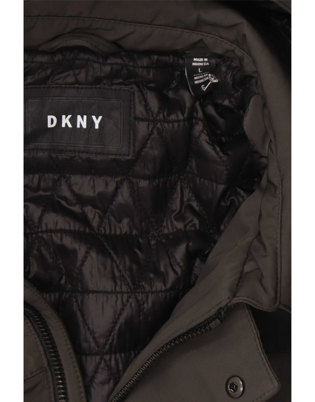 Casaco acolchoado com capuz masculino Dkny UK 40 poliéster cinza grande