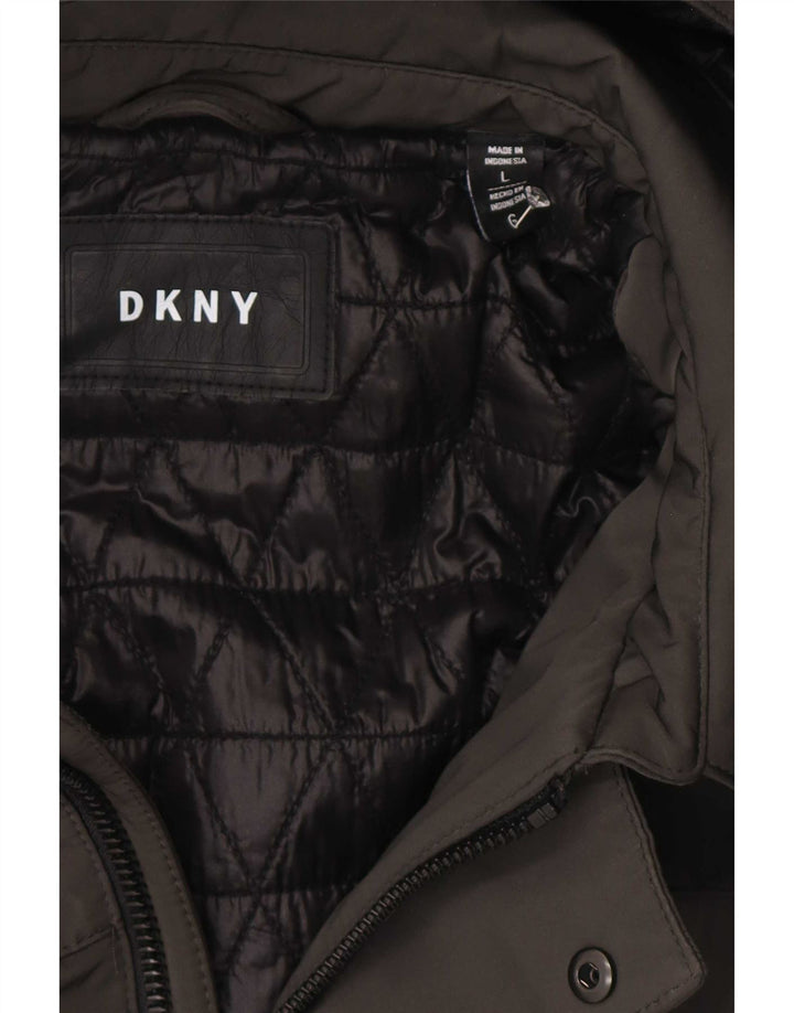 Casaco acolchoado com capuz masculino Dkny UK 40 poliéster cinza grande