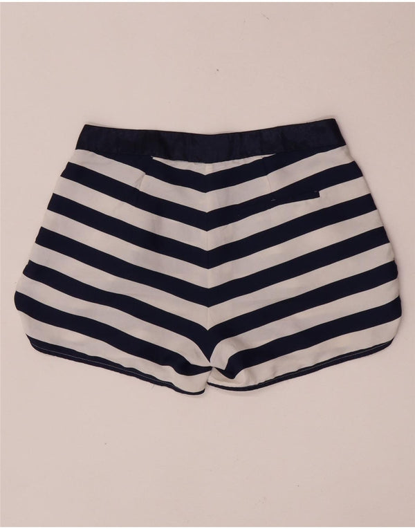 Shorts chino feminino Zara pequeno W26 poliéster listrado azul marinho