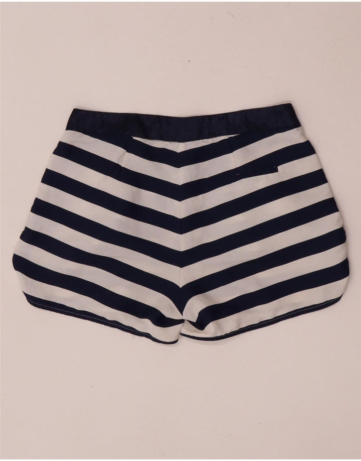 Shorts chino feminino Zara pequeno W26 poliéster listrado azul marinho