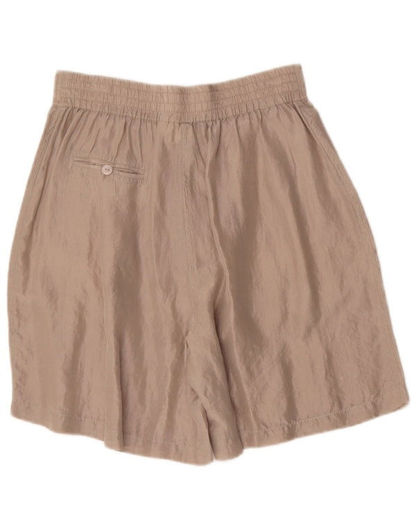 Bermuda feminina vintage de cintura alta com pregas UE 40/42 médio W30 bege