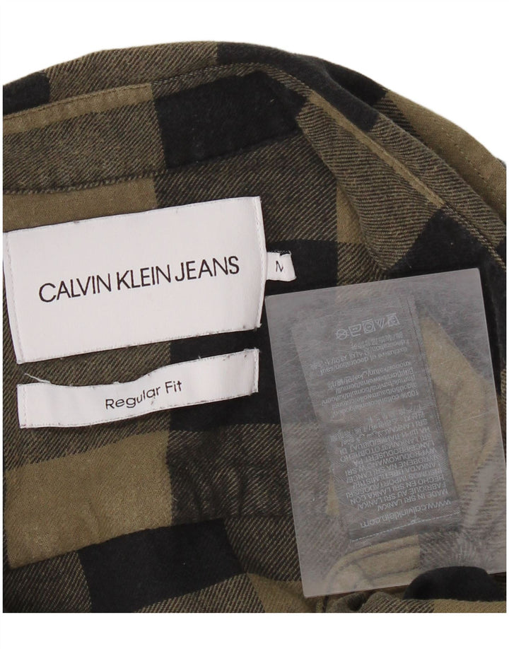 CALVIN KLEIN JEANS Mens Regular Fit Flannel Shirt Medium Khaki Check