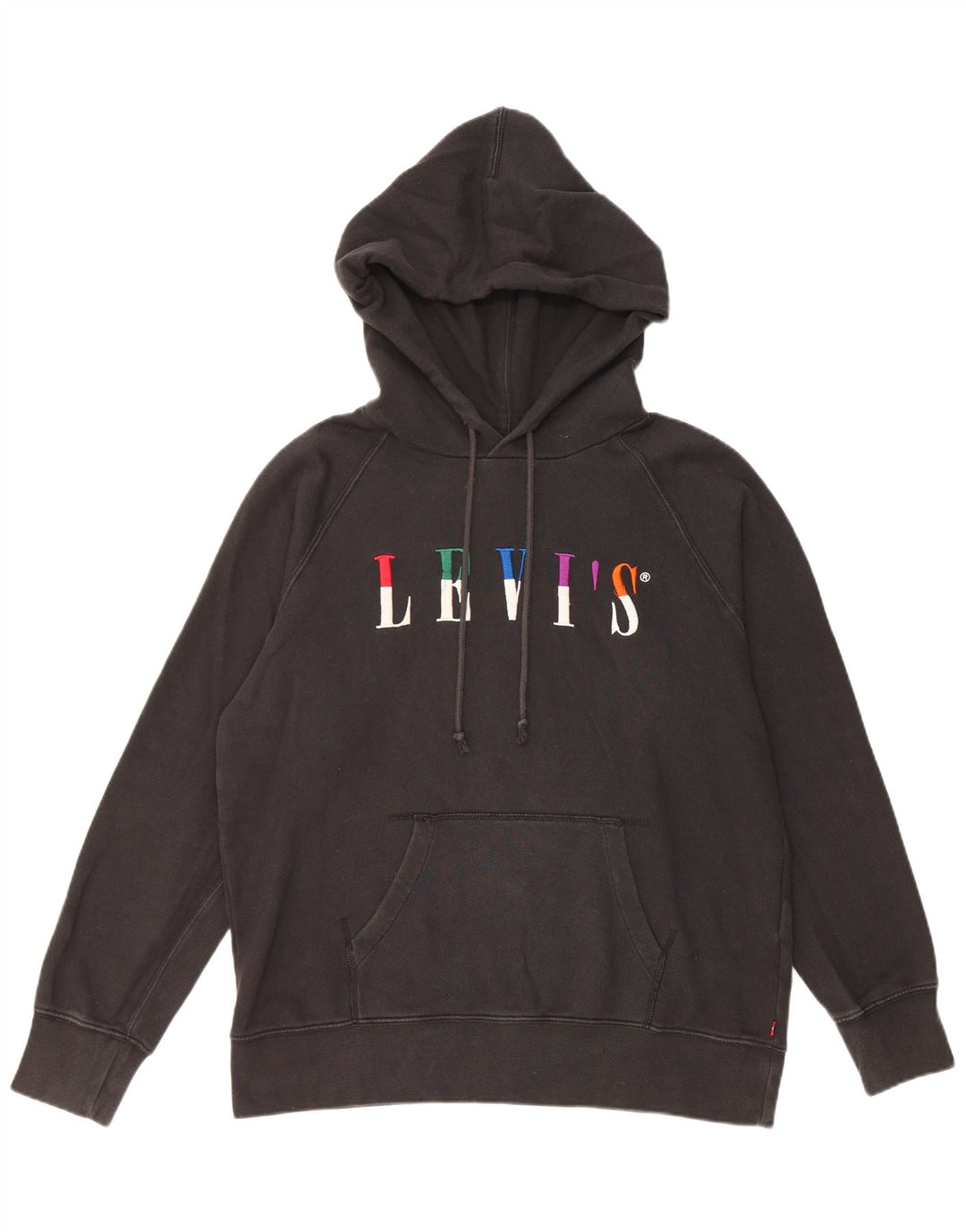 Suéter feminino com capuz gráfico oversized LEVI'S Reino Unido 14 algodão preto médio