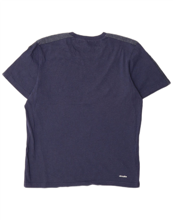 Adidas Mens Climalite Camiseta Top Médio Algodão Azul Marinho