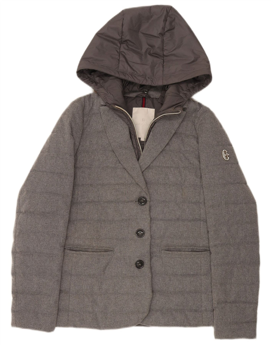 Blazer feminino com capuz e jaqueta acolchoada Conte of Florence IT 42 cinza médio