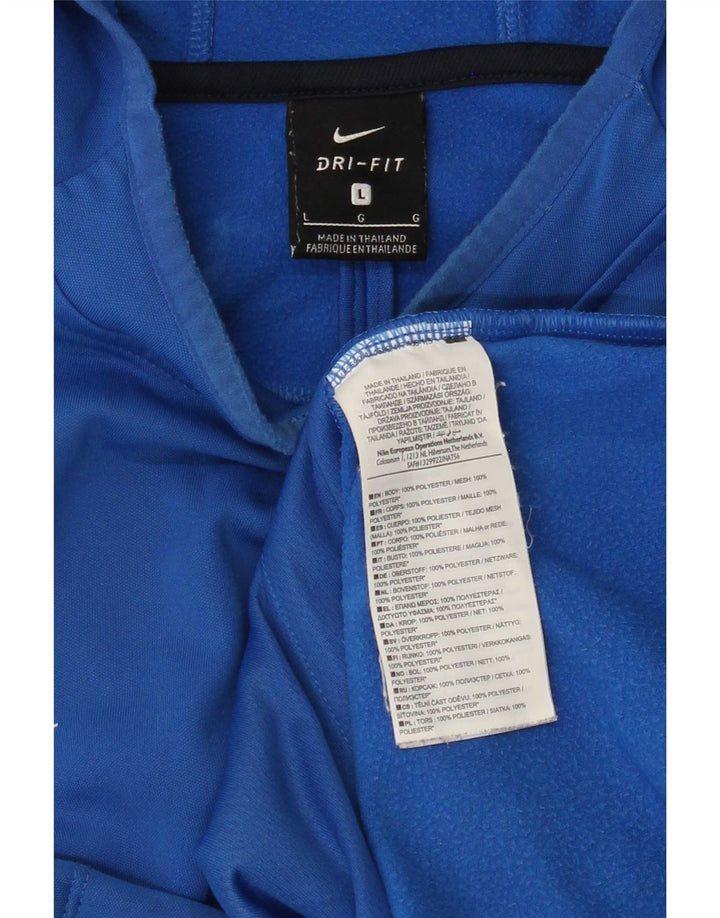 Suéter Nike masculino Dri Fit com capuz gráfico grande azul colorido bloco de poliéster